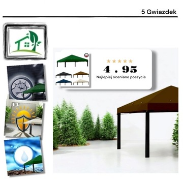 Zadaszenie wodoodporne Dach Pawilon Namiot Ogrodowy brązowy 300 cm x 300 cm