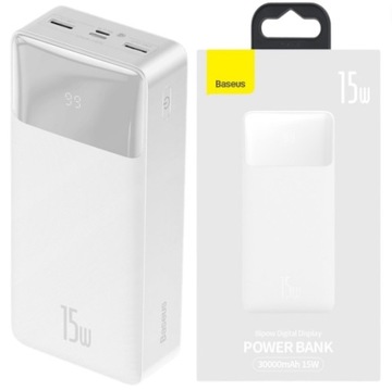 МОЩНЫЙ POWER BANK BASEUS 30000 мАч POWERBANK 15 Вт PD 3x USB USB-C TYPE-C 3A