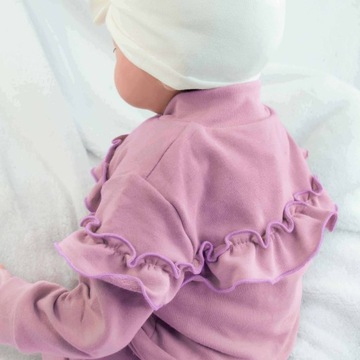 KOMPLET NIEMOWLĘCY dresowy BAWEŁNIANY z falbankami BLUZA I SPODENKI 86