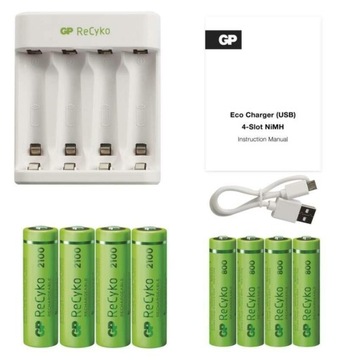 EMOS Ładowarka akumulatorowa GP Eco E411 + 4× AA 2100 + 4× AAA 800 B51418
