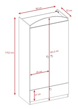SZAFA DZIECIĘCA BIAŁA = 90 CM SZUFLADY DWUDRZWIOWA