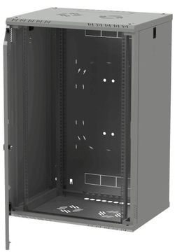 Подвесной серверный шкаф RACK 19 дюймов, 18U, 450 мм, стеклянная дверь, серый Stalflex