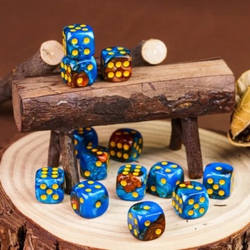 Kość 1szt D6 K6 Niebieska Złoty Nadruk Dice Classic RPG D&D MTG Planszowe