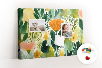 Tablica Korek Z Pinezkami 60x40 Akwarela kwiaty