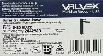 VALVEX ENZO POLSKA смеситель для душа для умывальника Дождевой душ ПОЛКА ЧЕРНЫЙ