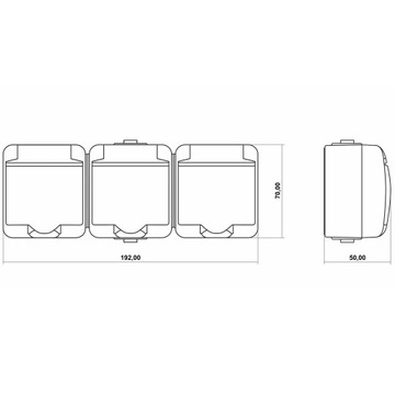 Gniazdko Potrójne Natynkowe z Klapką Hermetyczne z Bolcem IP54 KARLIK