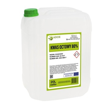 Kwas octowy 80% czysty, Esencja Octowa 20L - ADOX