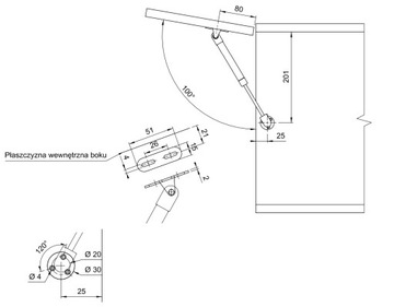 Газлифт AMIX 60N, короткий мебельный актуатор