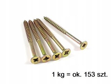 Wkręty hartowane do drewna 6x50 mm 1kg OCYNK złote żółte