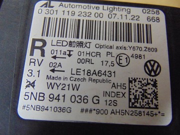 фото thumb №16, Лампа правая перед vw tiguan ii рестайлинг 5nb941036g европа