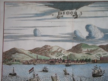 1687 супер ORIENT ABIDOS морские корабли ОРИГИНАЛЬНАЯ панорама порт Азии