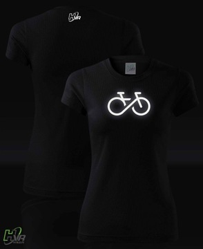 Techniczny T-shirt damski nadruk odblaskowy ROWER