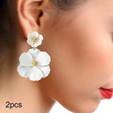 Flower Dangle Earrings Boho Matte Layered Floral Earrings Chic