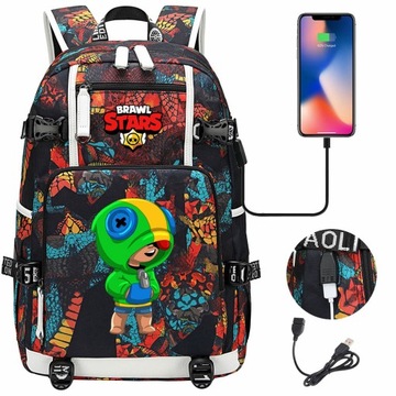 БОЛЬШОЙ РЮКЗАК А4 Brawl Stars Leon ВОДОНЕПРОНИЦАЕМЫЕ USB-УЗОРЫ