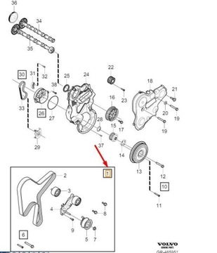фото thumb №9, Набор ремень распределительный вал volvo s60 v60 s80 s90 v90 xc60 xc90 оригинальный