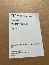 фото thumb №5, Tesla s plaid захист підлоги багажника заднього підлога 1587744-00-c