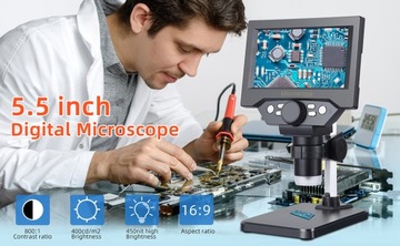 ЖК-монитор для цифрового микроскопа PRECISE ZOOM X1000, 5,5 дюйма, FULL HD, 1080p, 8 светодиодов