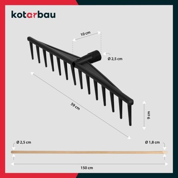 GRABIE GRABKI OGRODOWE PLASTIKOWE 14-ZĘBNE DO LIŚCI TRAWY SIANA Z TRZONKIEM