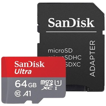 Карта памяти Sandisk microSDXC 64 ГБ + адаптер