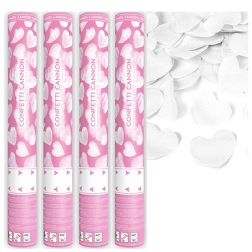 WHITE HEARTS CONFETTI ТРУБКИ 40 см 4 шт.