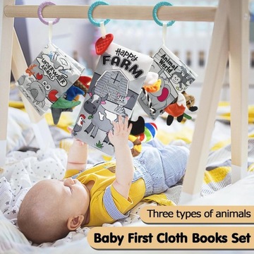 Сенсорная 3D книжка для малышей 0-6 месяцев, 3 упаковки