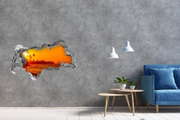 3D дырка в стене на стене Пляж заката