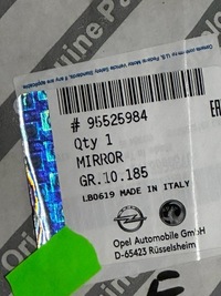 фото thumb №1, Дзеркало зовнішнє ліва combo doblo оригінальний номер 95525984