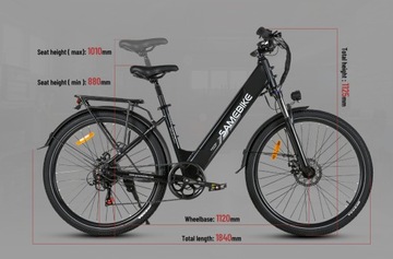 Электрический городской велосипед Samebike 250 Вт, 15 Ач, 90 км, 27,5 дюйма, женский/мужской электровелосипед