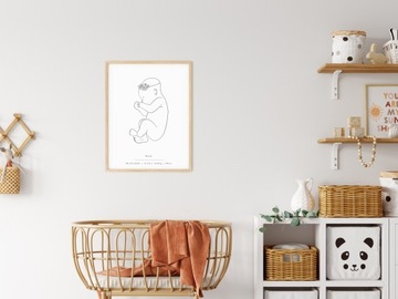 Plakat Prezent Metryczka Noworodka 1:1 Biały 50x70