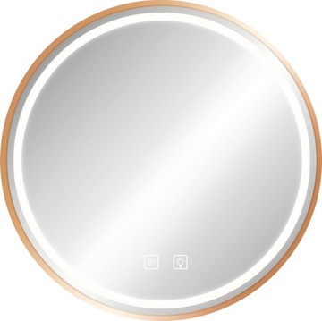 LUSTRO WISZĄCE PODŚWIETLANE LED RÓŻOWE ZŁOTO ROSE GOLD RAMA OKRĄGŁE 80cm