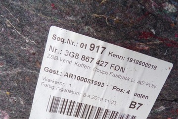 фото thumb №5, Обивка багажник левая 3g8867427 vw arteon