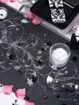 Скамейка ORGANZA BLACK, принт SILVER, 36 см