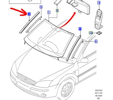 фото thumb №10, Планка скла лобовий ліва ford mondeo mk3 2000-2007 оригінальний номер