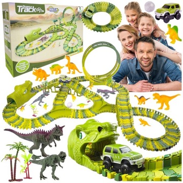 MEGA RACE TRACK Dinosaur Park Набор машинок Dino Park из 260 элементов XXL