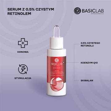 Специализированная ночная сыворотка BasicLab с 0,5% ретинолом Легкая эмульсия 30 мл