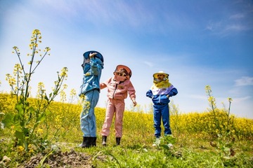 Kombinezon z kapeluszem dziecięcy, niebieski rozmiar 146 odpinany kapelusz