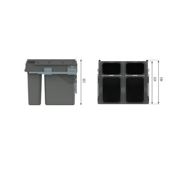SEGREGO 80 H-320 L-48 szuflada na odpady 4x15L