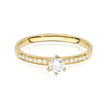 Złoty pierścionek z brylantami 0,13 ct pr. 585 r11