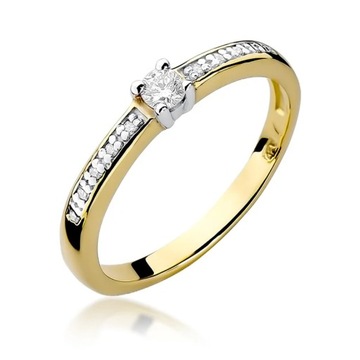 Złoty pierścionek z brylantami 0,13 ct pr. 585 r11