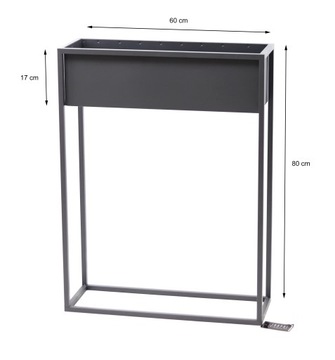 Kwietnik Metalowy Stojak na kwiaty 80x60cm szary skrzynka LOFT