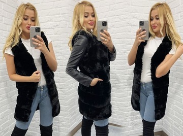 ЖИЛЕТ ИЗ МЯГКОГО МЕХА, длинный, застегивается, M