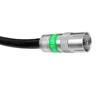 Gotowy kabel antenowy Wtyk TV kątowy i Gniazdo Antenowe 3m czarny PREMIUM