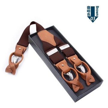 Мужские подтяжки из натуральной кожи 3,5X125 с 6 зажимами