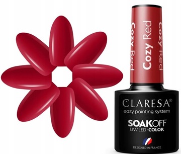 Claresa Lakier Hybrydowy do paznokci COZY RED głęboka ciemna czerwień