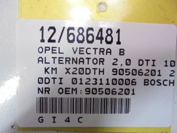 фото thumb №7, Vectra b генератор 90506201 2,0dti 0123110006