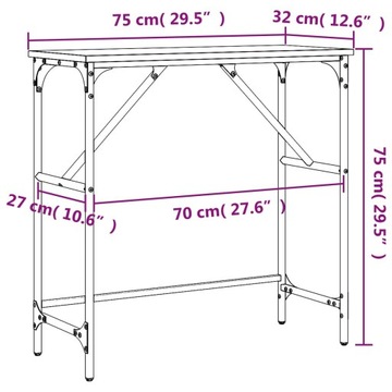 КОНСОЛЬНЫЙ СТОЛ ИЗ КОРИЧНЕВОГО ДУБА 75X32X75CM