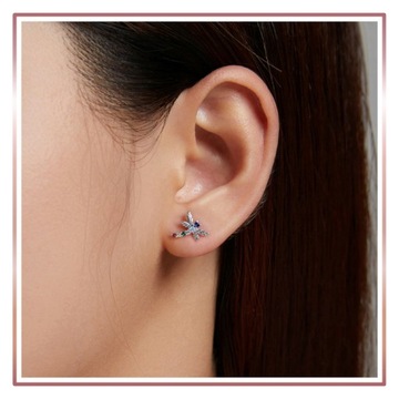Серебряные серьги Сияющие разноцветные драконы S925