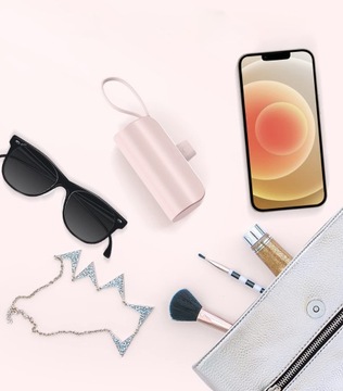 ПОРТАТИВНОЕ ЗАРЯДНОЕ УСТРОЙСТВО MINI POWER BANK 5000 МАч КАРМАННОЕ POWERBANK ПОРТ ДЛЯ IPHONE РОЗОВОЕ