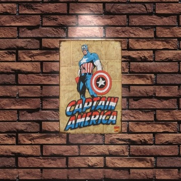 Tablica Ozdobna Blacha 20x30 cm Kapitan Ameryka, Captain America Retro Vint