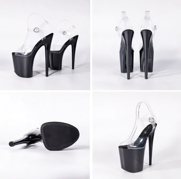 Czółenka Damskie Sexy Szpilki Na Platformie Czarne 20 cm Buty Sandały r.41